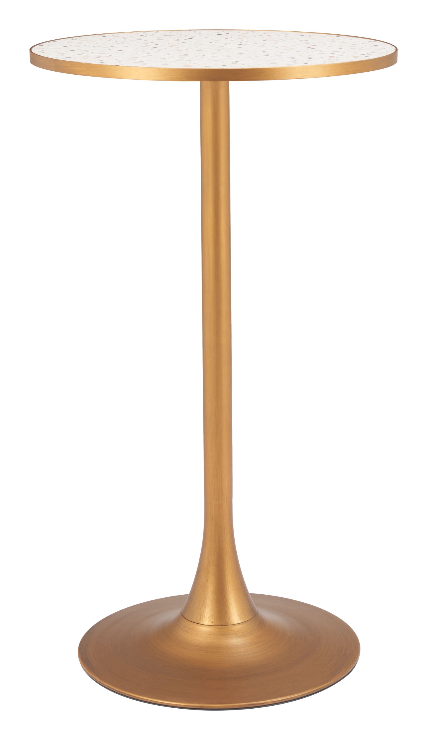 Mesa de bar beige y dorada: mesa de comedor elegante y duradera para espacios con estilo