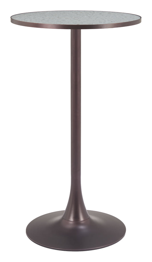 Mesa de bar gris y bronce: mesa de comedor elegante y duradera para espacios con estilo