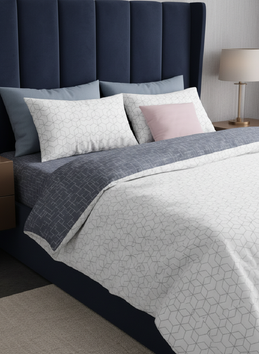 100% Jacquard Microfiber White Duvet Cover Set