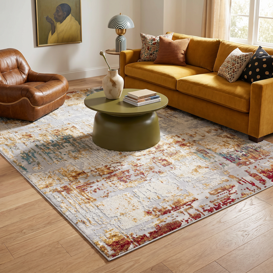 Alfombra beige contemporánea abstracta de Vogue