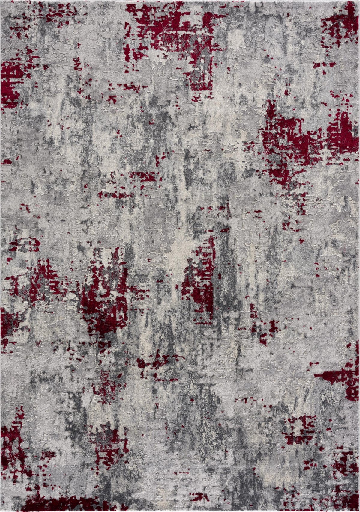 Elara Abstract Contemporary Red and Grey Indoor Rug