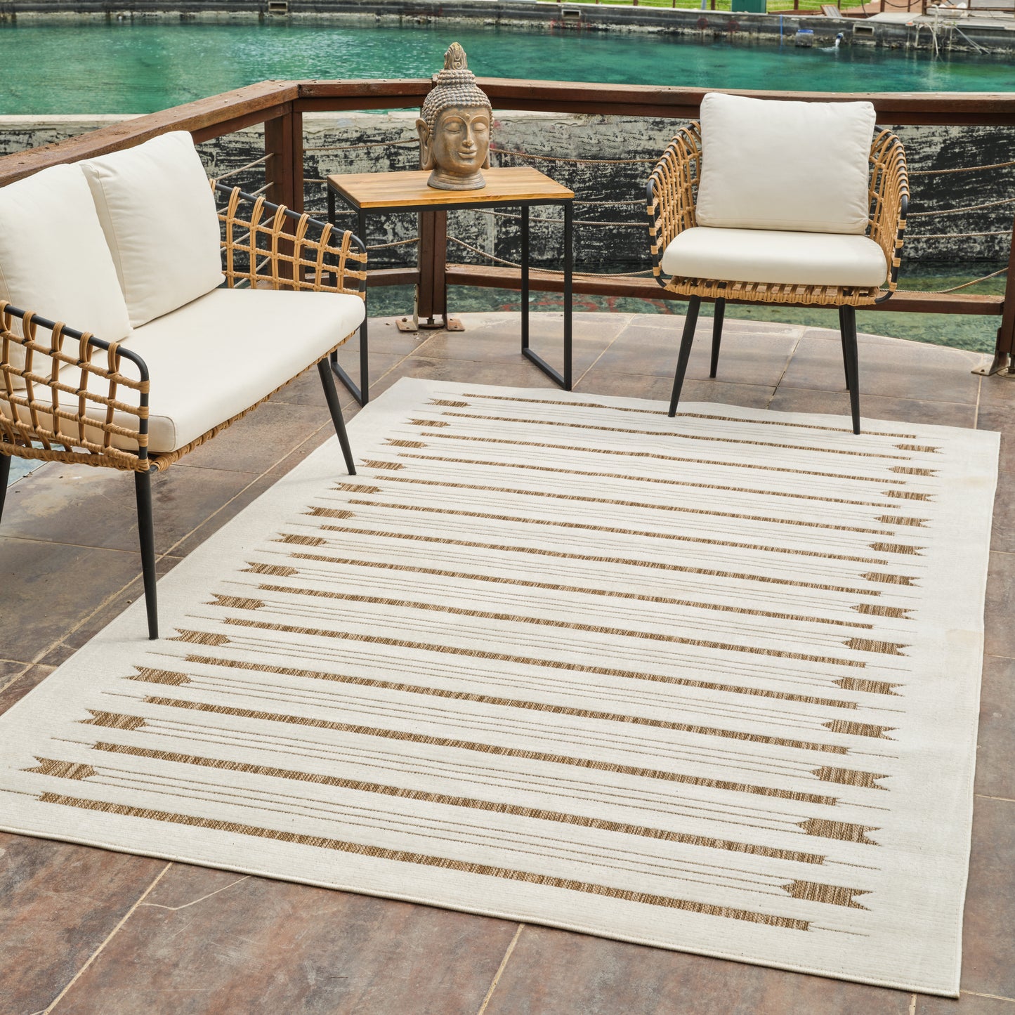 Alfombra beige moderna abstracta Maise