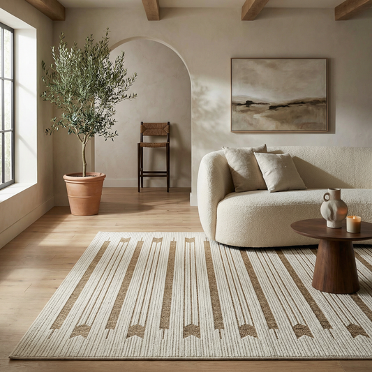 Zarif Geometric Contemporary Beige and Brown Indoor Rug