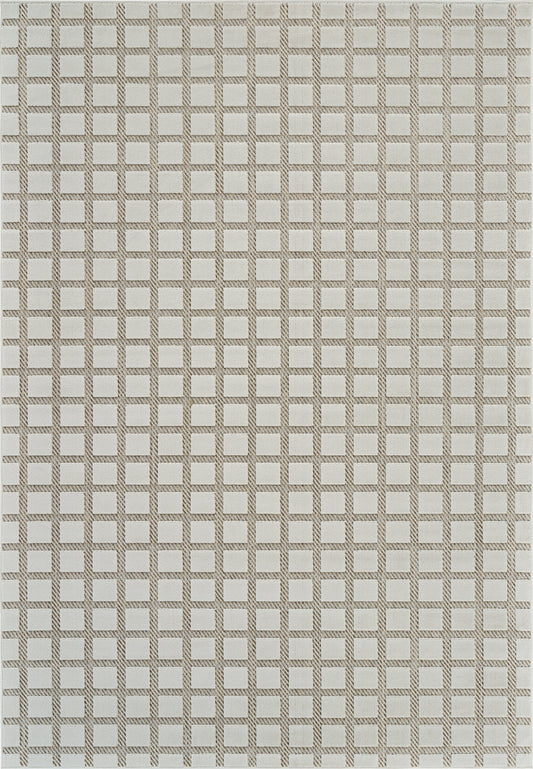 Tapis beige moderne à carreaux Maise