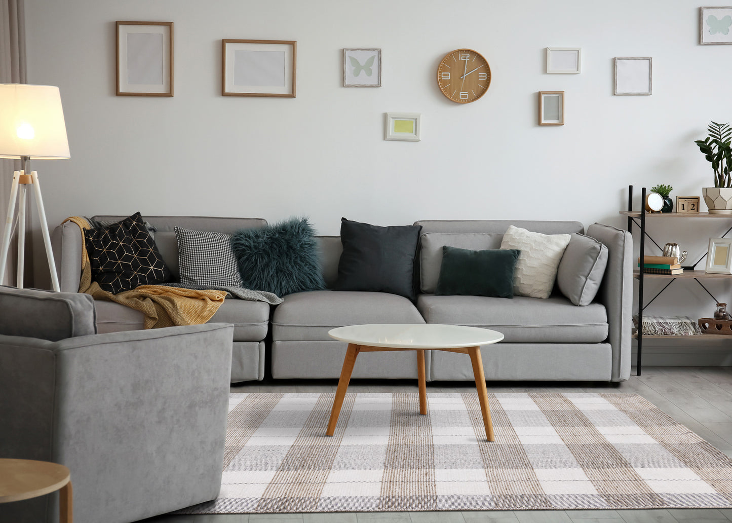 Contemporary Geometric Plaid Cream Area Rug