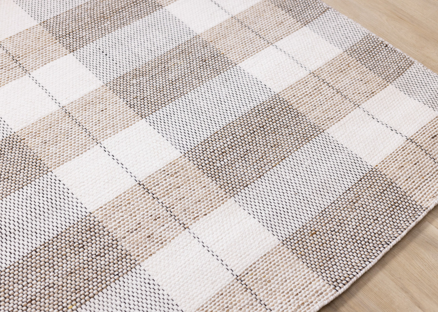 Contemporary Geometric Plaid Cream Area Rug