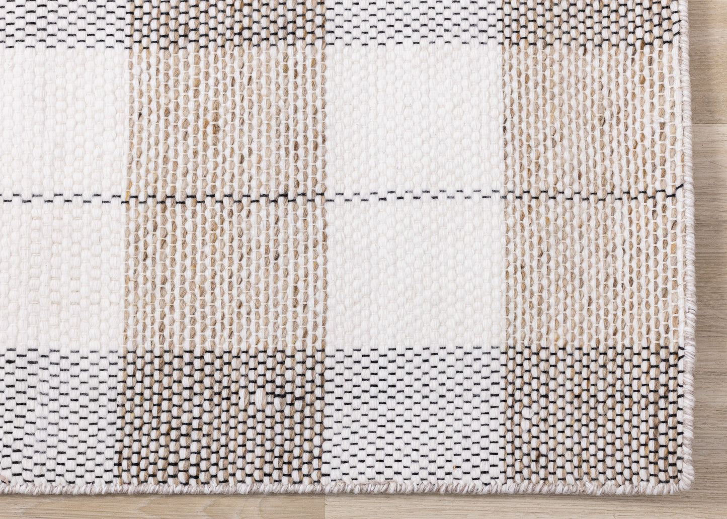 Contemporary Geometric Plaid Cream Area Rug