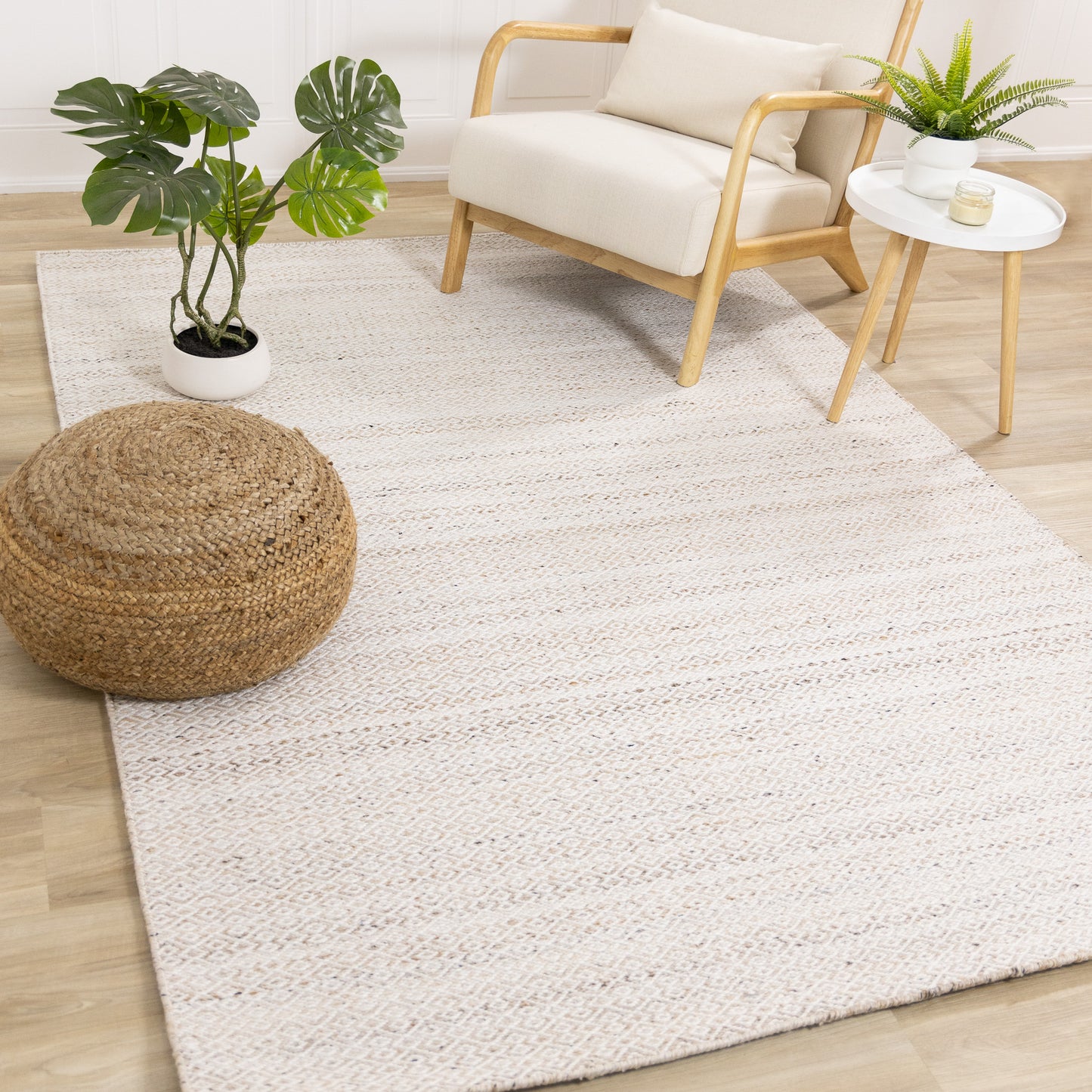 Contemporary Geometric Cream Area Rug