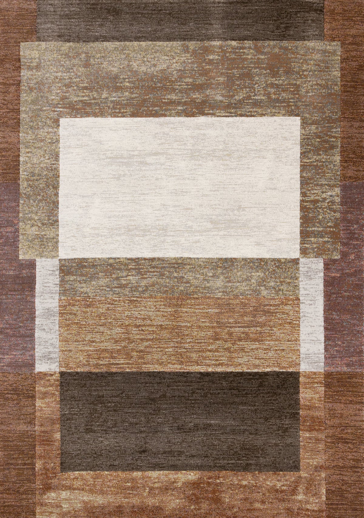 Tapis contemporain à bordure vieilli orange