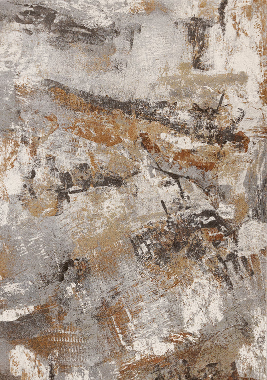 Contemporary Border Distressed Grey Area Rug