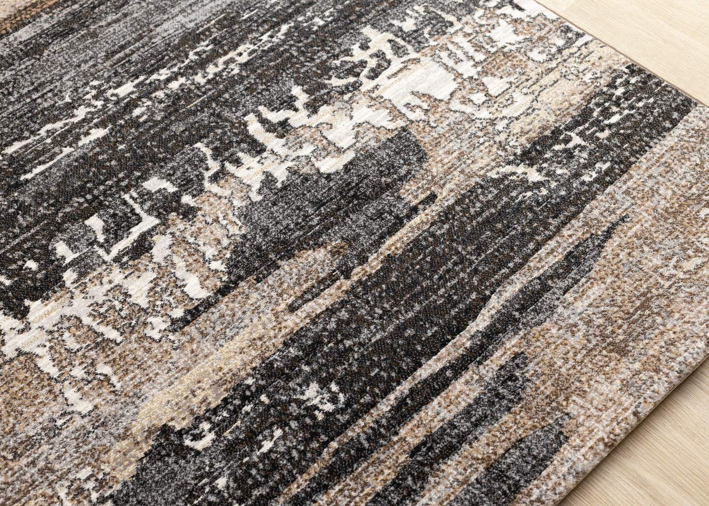 Alfombra contemporánea de color gris orgánico desgastado