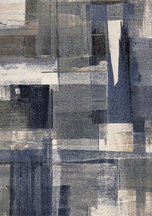 Contemporary Distressed Organic Blue Area Rug