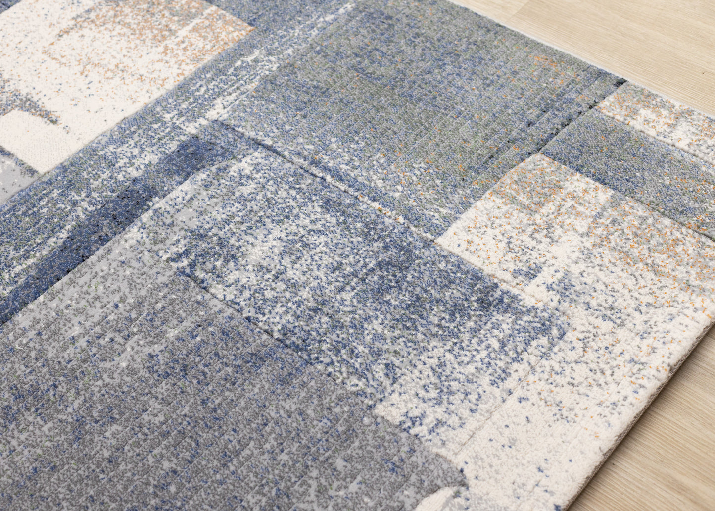 Contemporary Distressed Organic Blue Area Rug