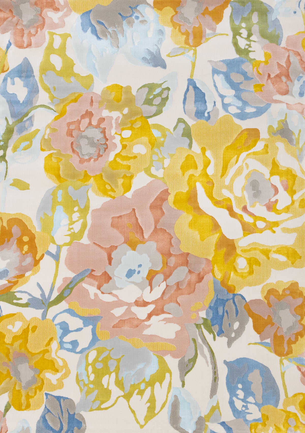 Tapis contemporain botanique jaune