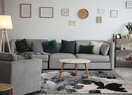 Alfombra botánica contemporánea azul