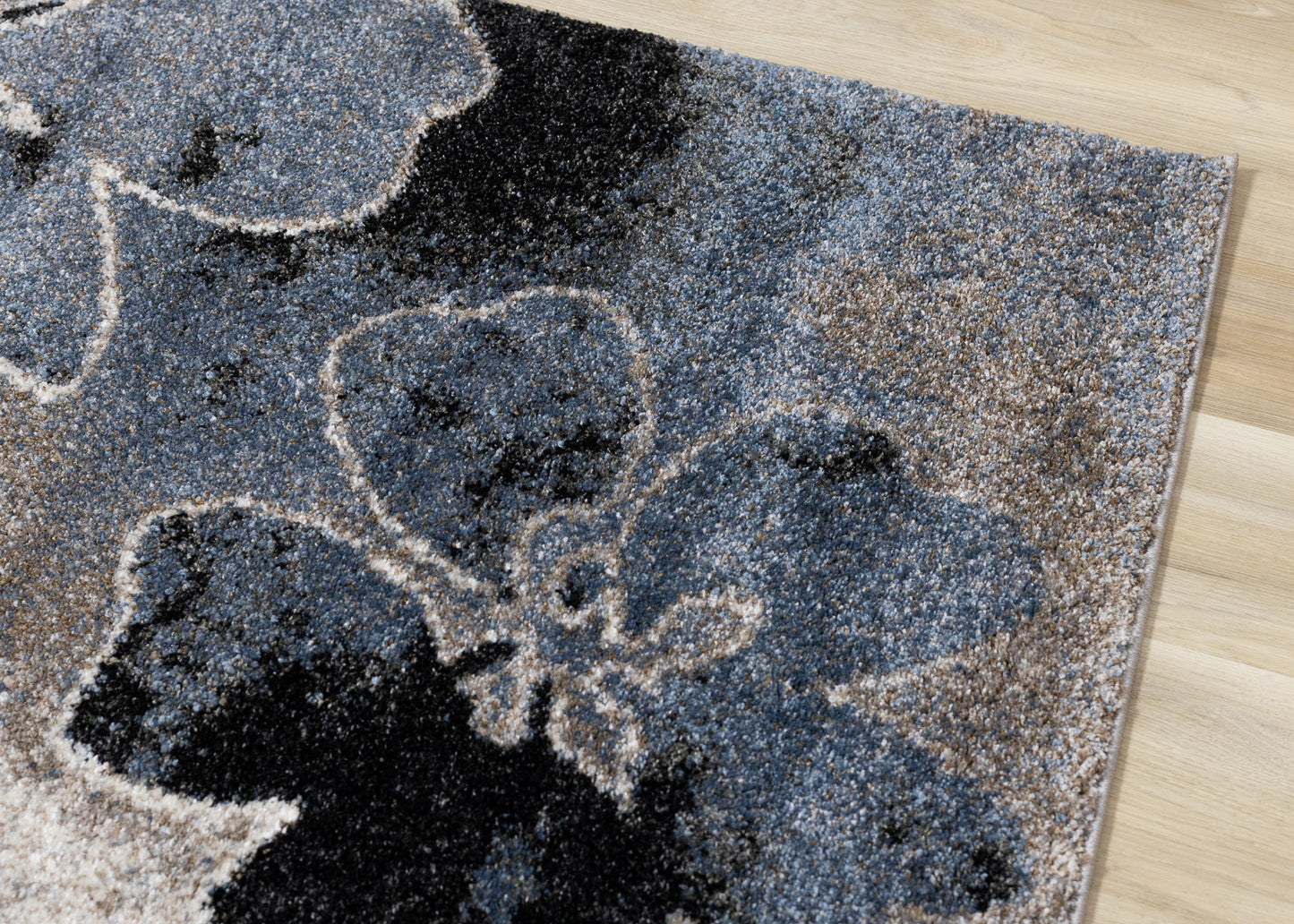 Contemporary Botanical Blue Area Rug