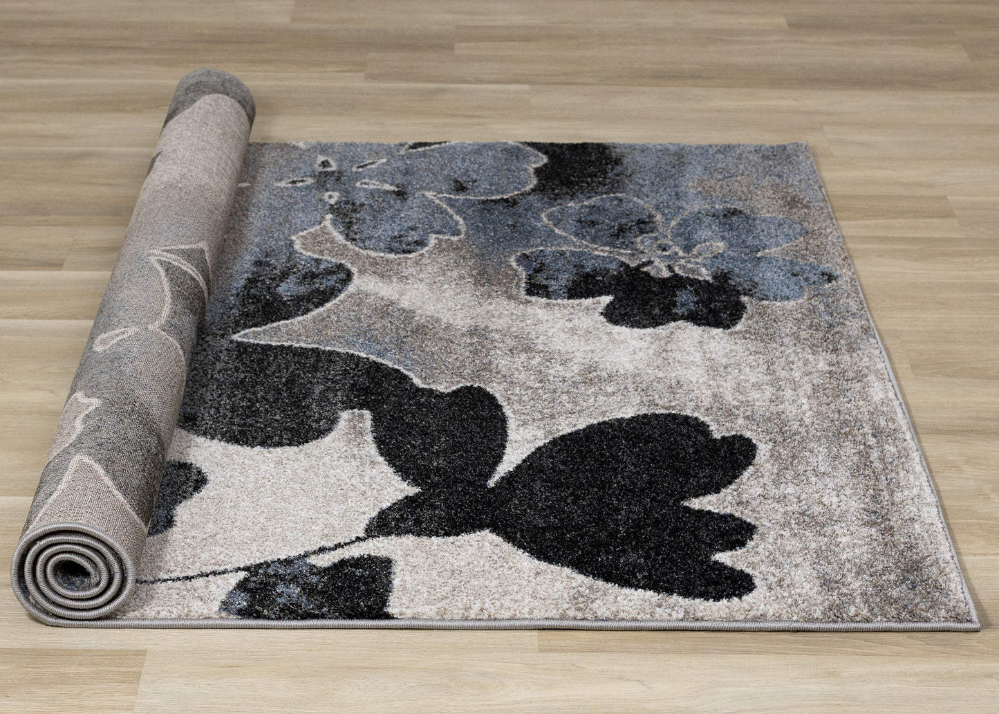 Contemporary Botanical Blue Area Rug