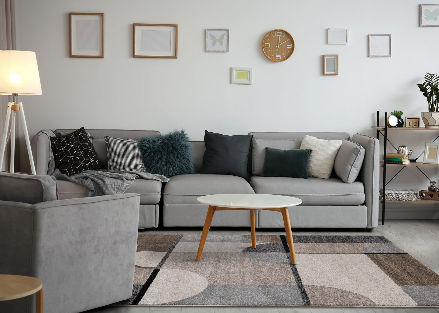 Contemporary Geometric Cream Area Rug