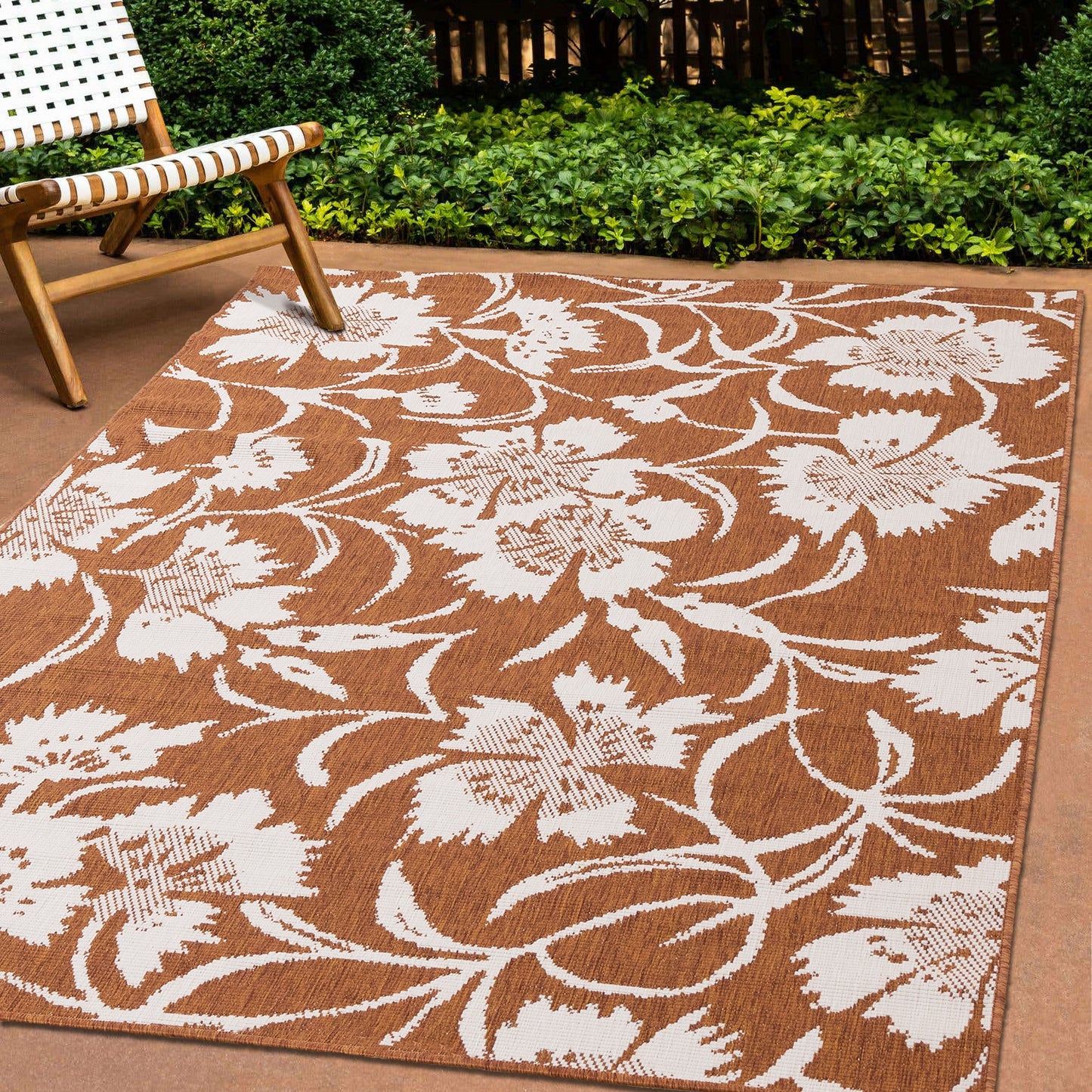 Alfombra contemporánea botánica naranja