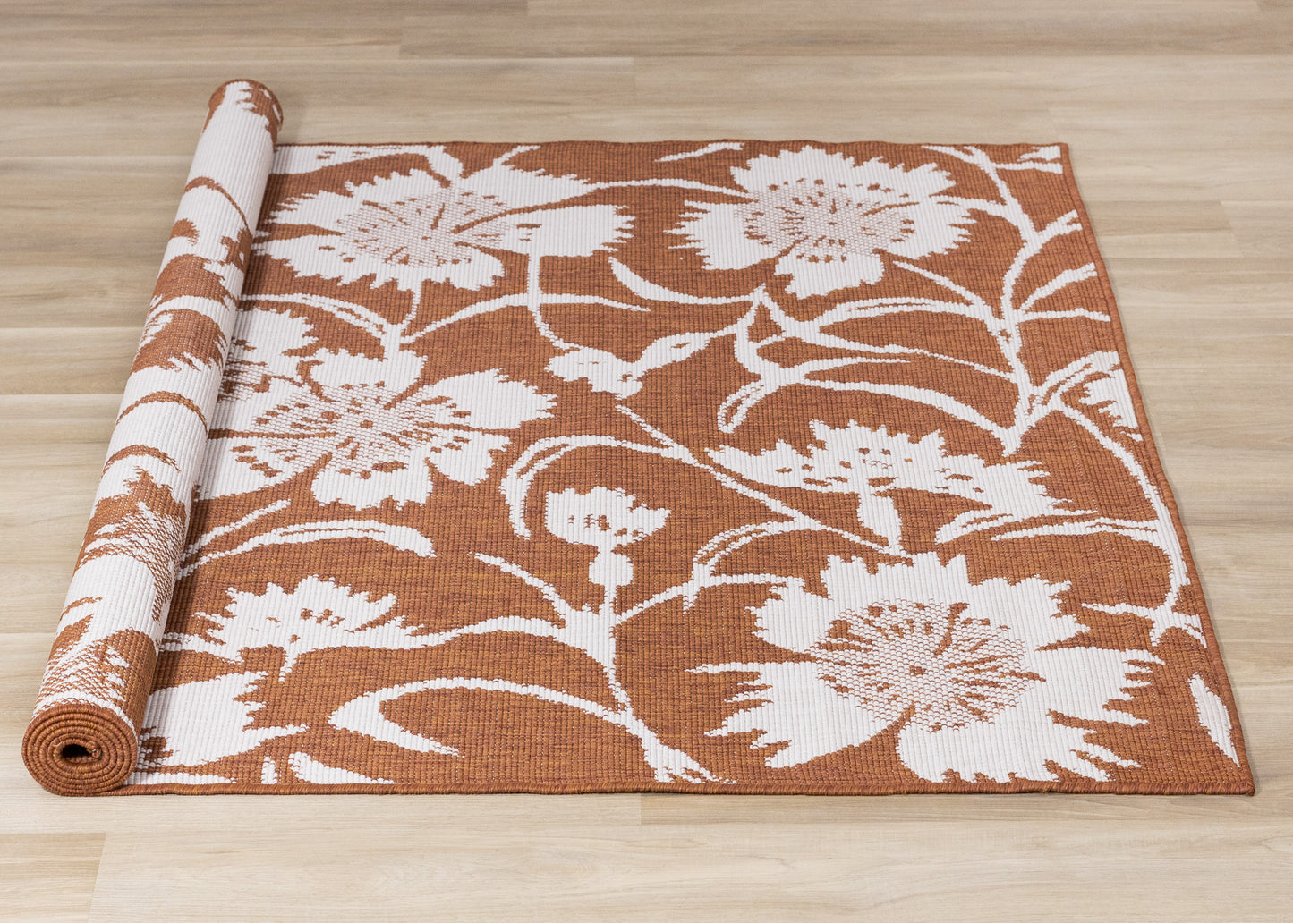 Alfombra contemporánea botánica naranja