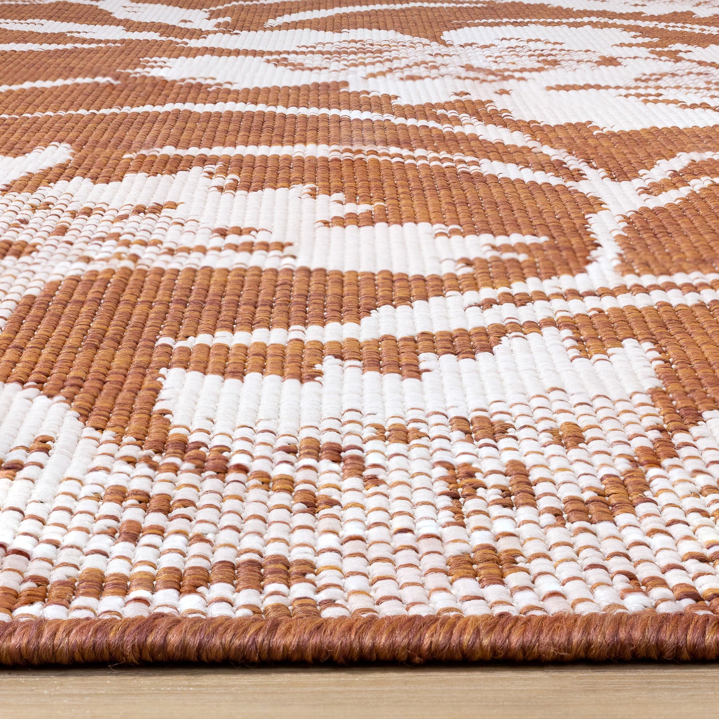 Alfombra contemporánea botánica naranja