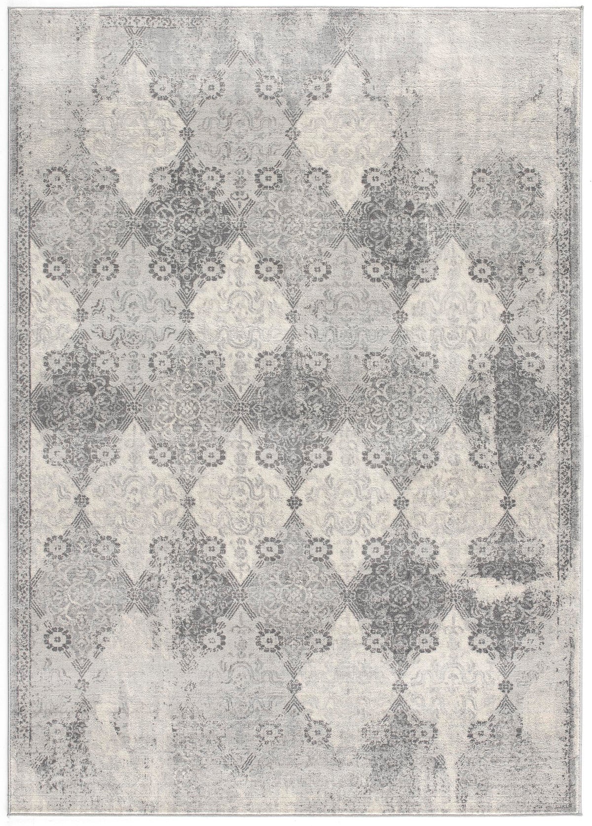Nazira Damask Contemporary Grey Indoor Rug