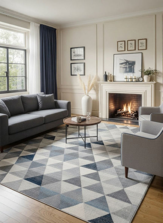 Havana Geometric Coastal Blue Rug