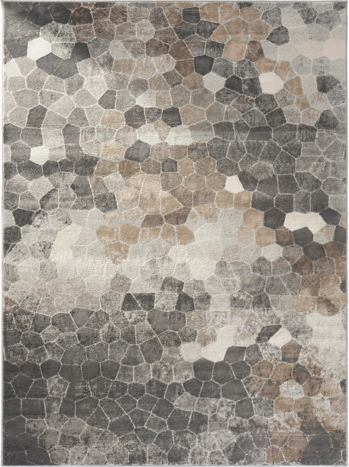 Tapis Zahra mosaïque effet pierre gris