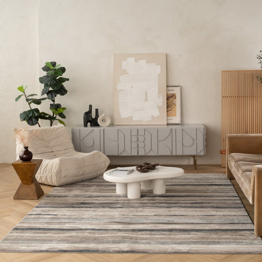 Tapis bleu contemporain scandinave Havana