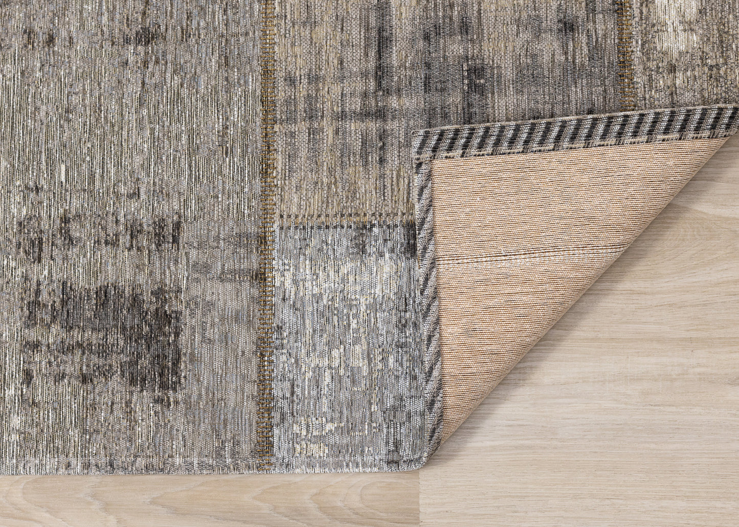 Alfombra contemporánea de patchwork gris