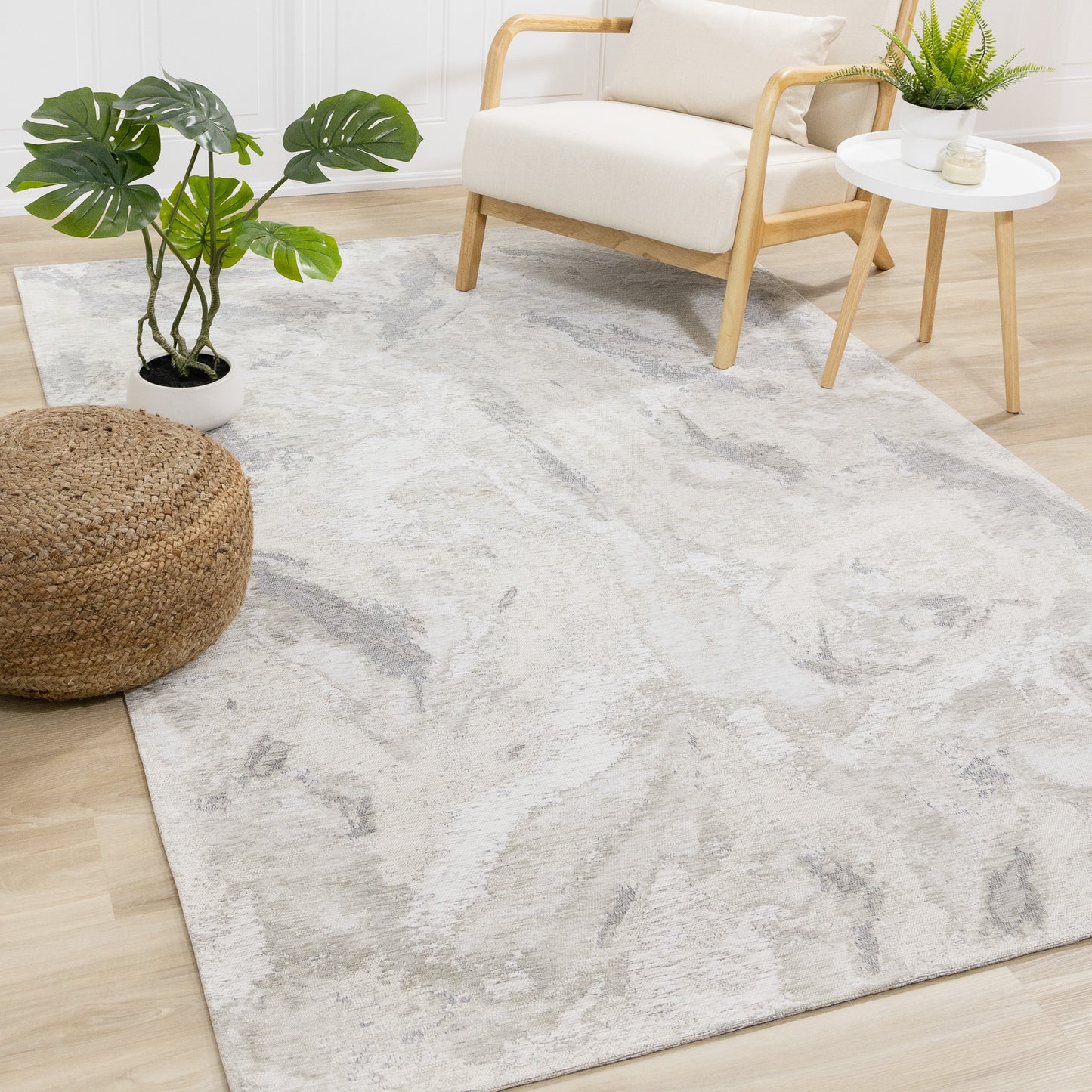 Modern Organic Cream Area Rug