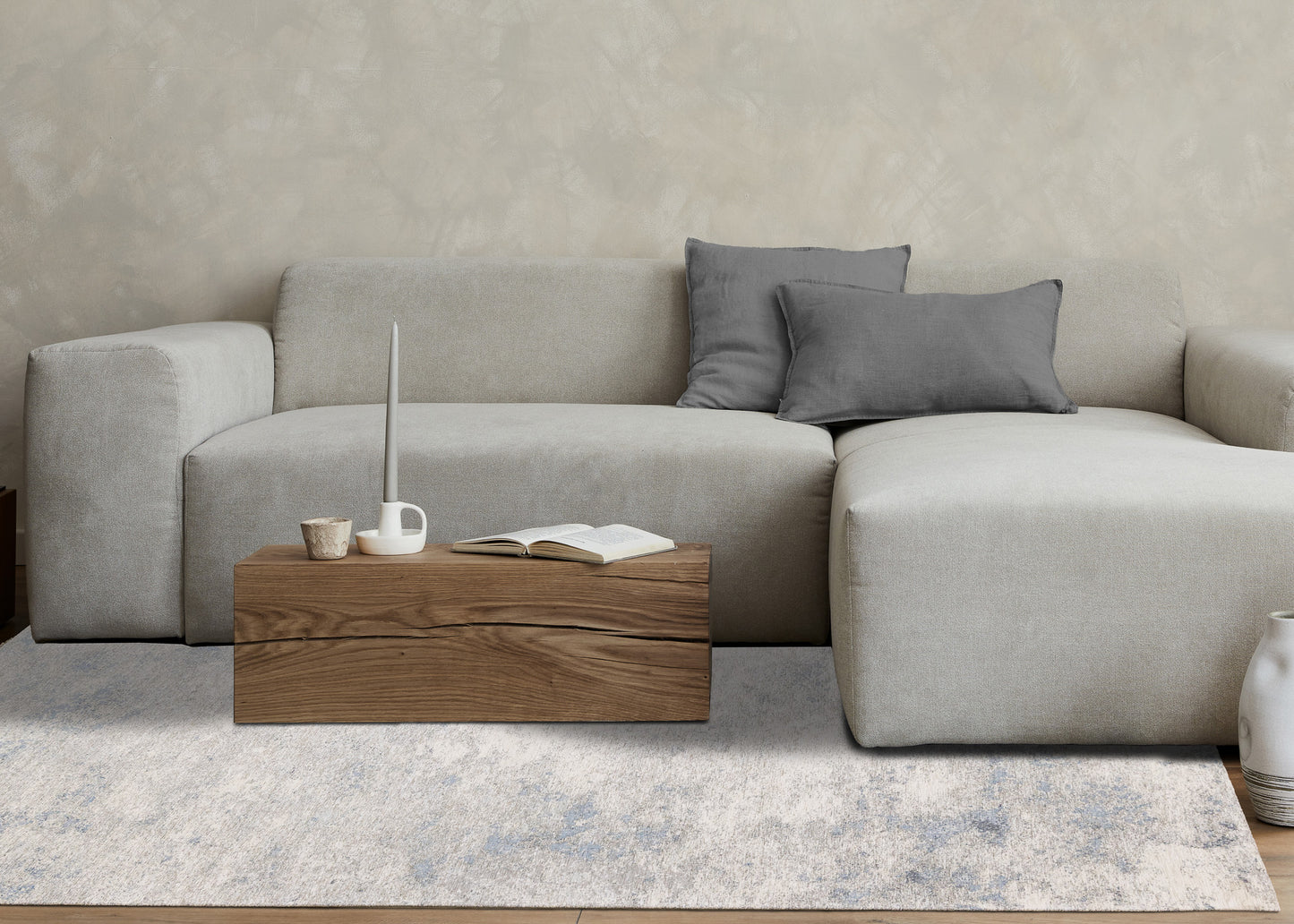 Contemporary Organic Cream Area Rug