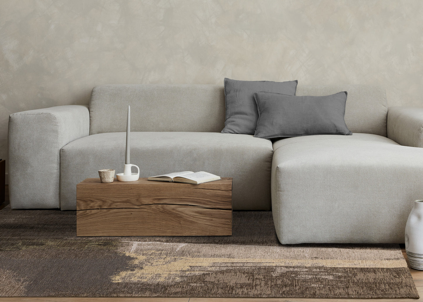 Contemporary Distressed Organic Brown Area Rug