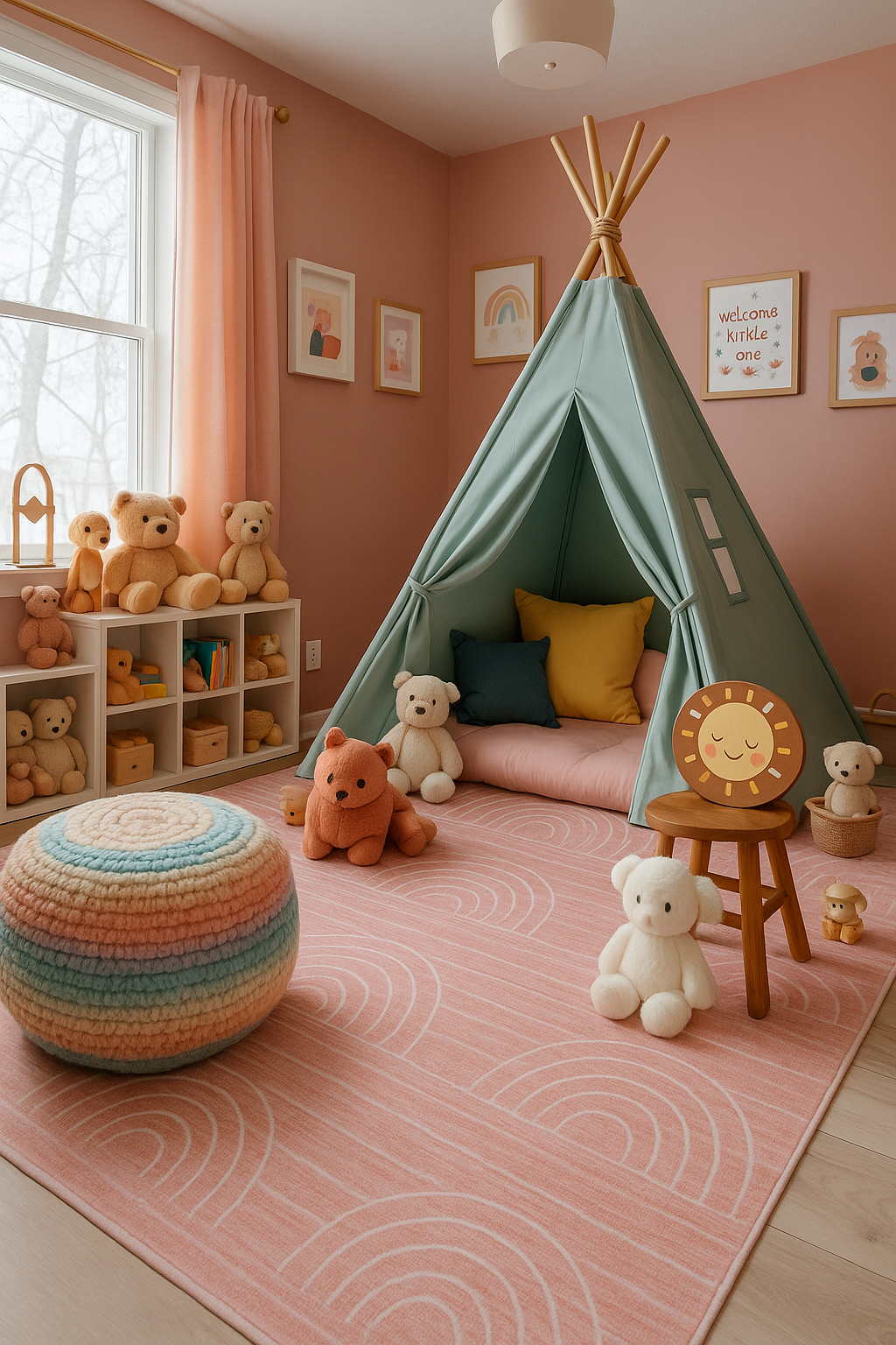 Soft Steps Playtime Rainbow Playmat Pink Soft Rug