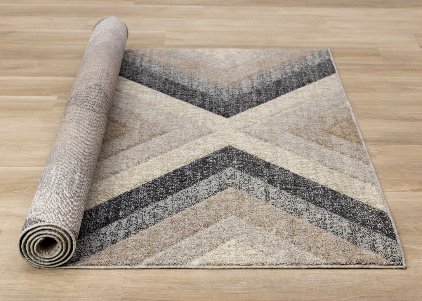Alfombra geométrica contemporánea gris