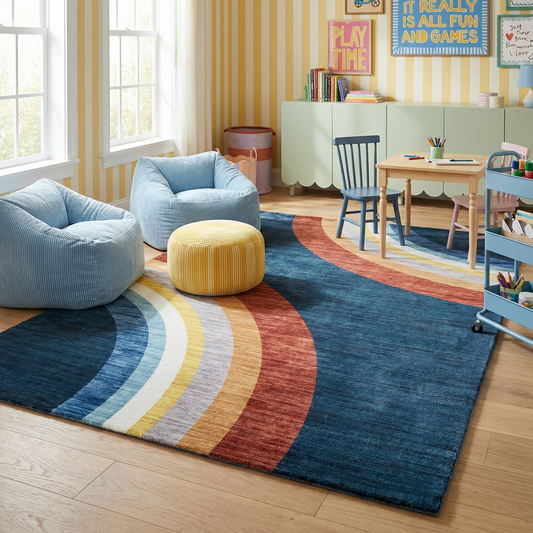 Tapis de jeu arc-en-ciel Soft Steps Playtime, tapis doux bleu marine