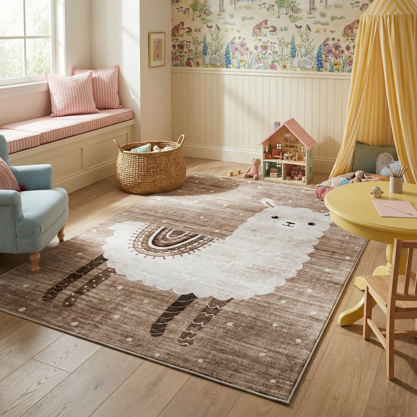 Alfombra de juego suave con forma de llama de Soft Steps Playtime, color marrón