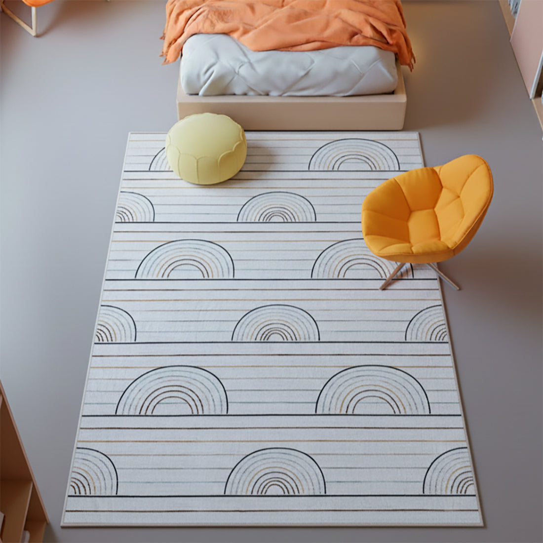Soft Steps Playtime Striped Colorful Rainbow Playmat Blue Soft Rug