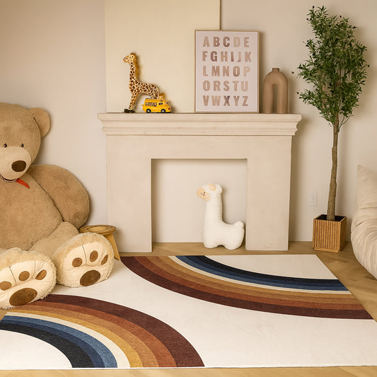 Marlow Rainbow Modern White Indoor Rug-4