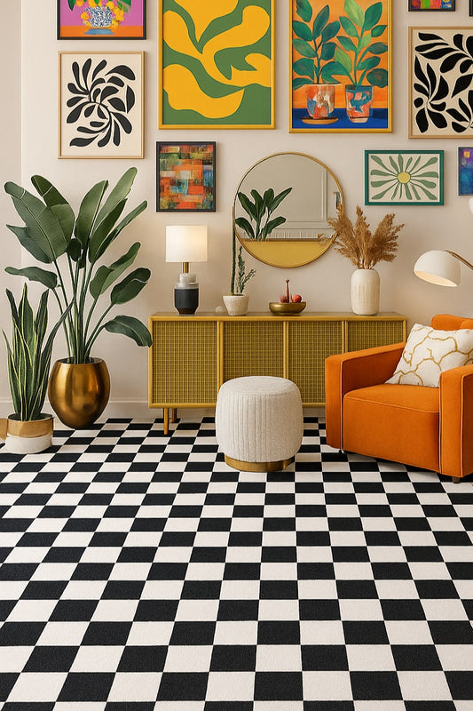 Jaque Checkered Modern Black and White Indoor Rug