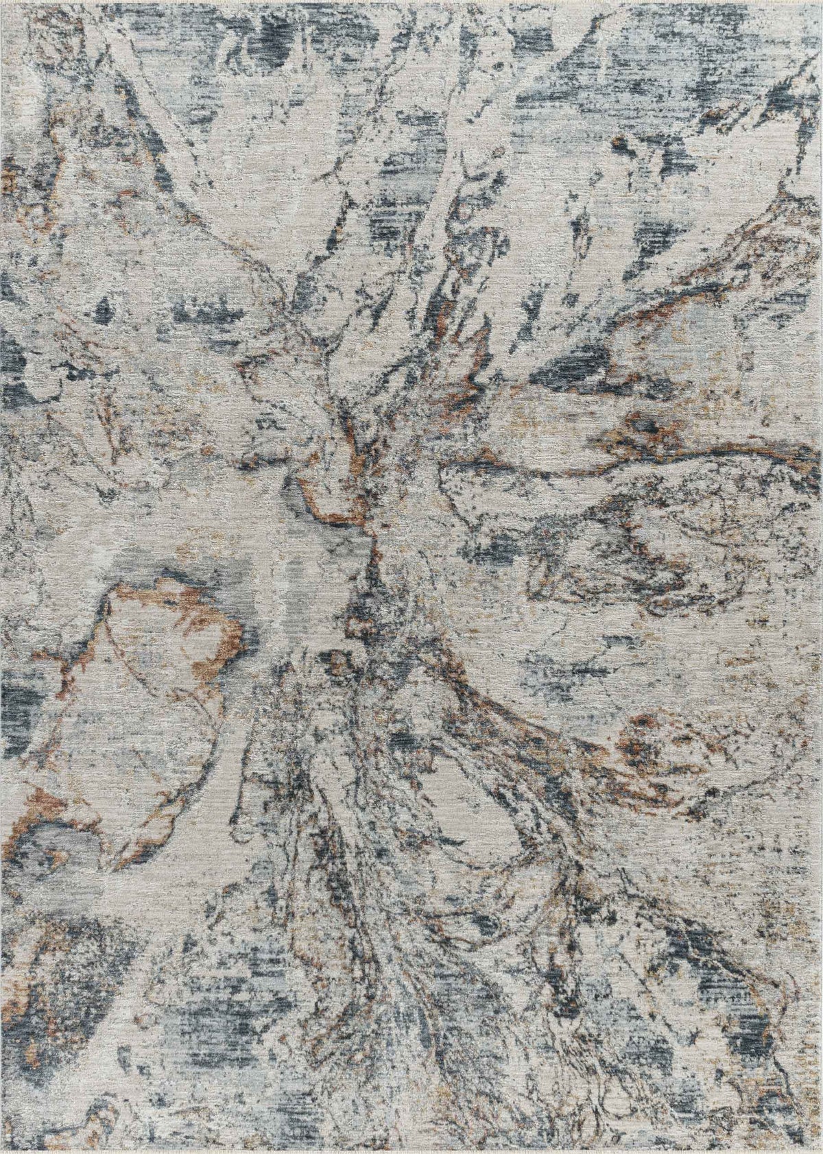 Alfombra Caldera de interior contemporánea de piedra abstracta en tonos beige y azul