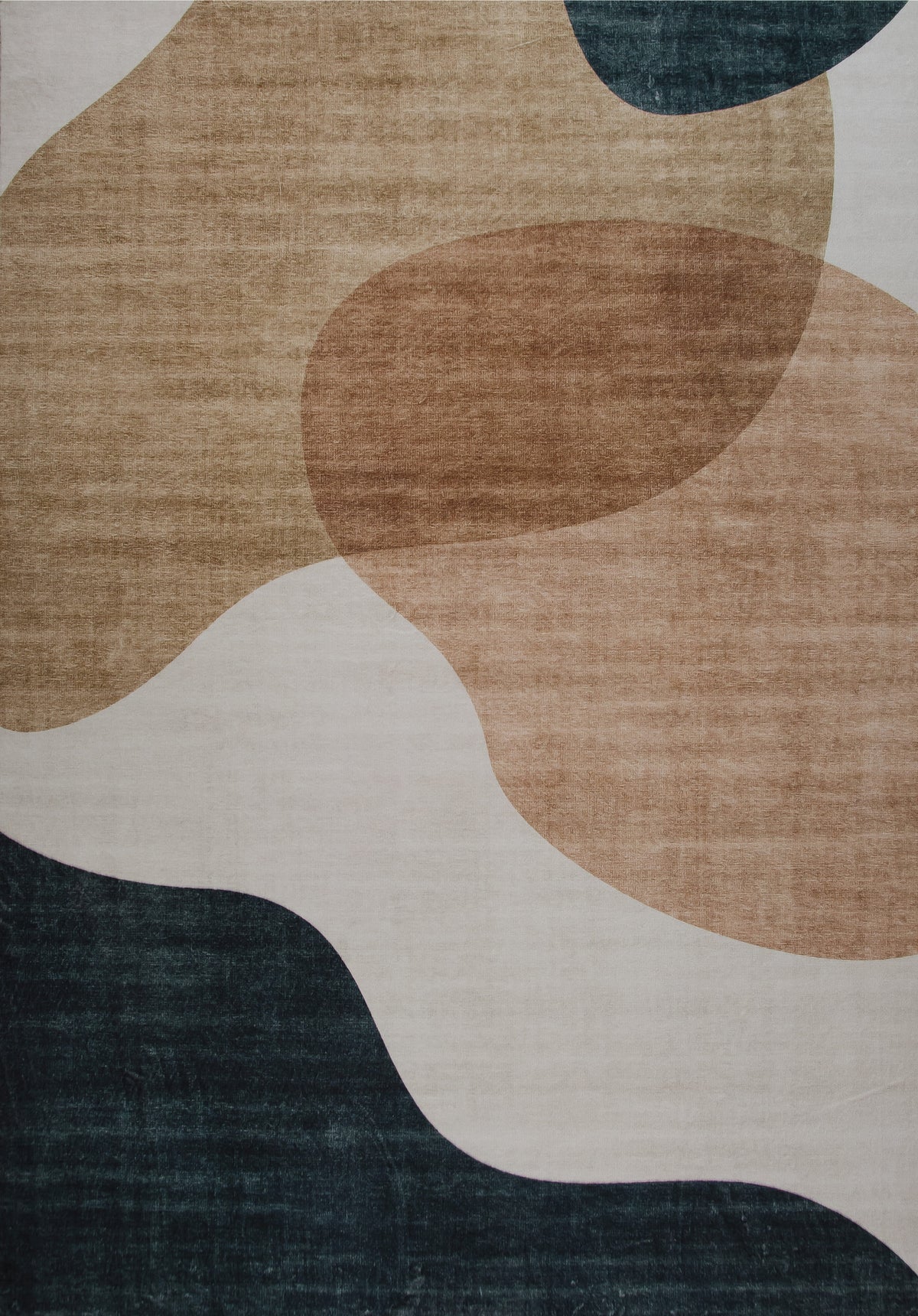 Alfombra interior contemporánea abstracta Calma, crema y verde