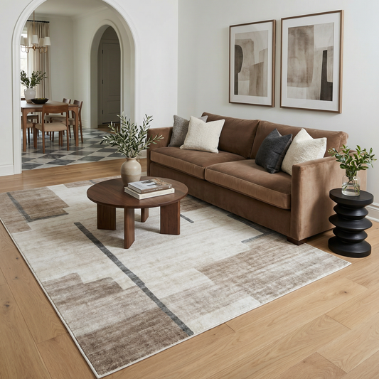 Miles Geometric Contemporary Beige and Brown Indoor Rug-2