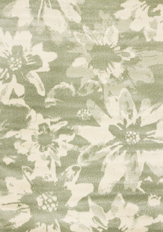 Contemporary Botanical Green Area Rug