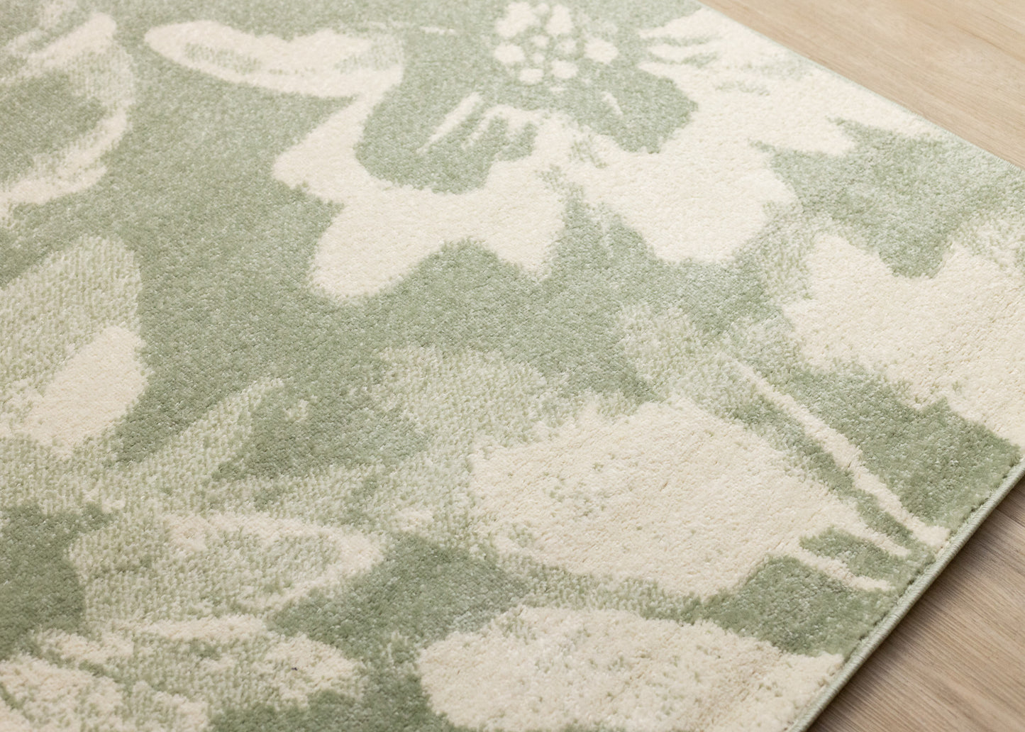 Contemporary Botanical Green Area Rug