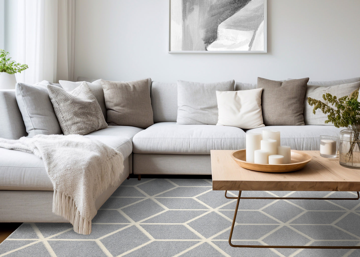 Contemporary Geometric Blue Area Rug