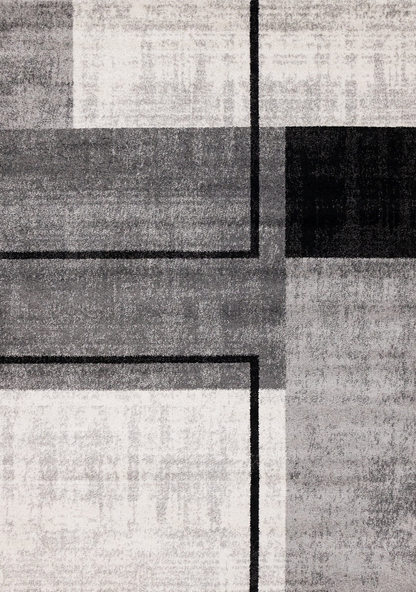 Contemporary Distressed Geometric Grey Area Rug