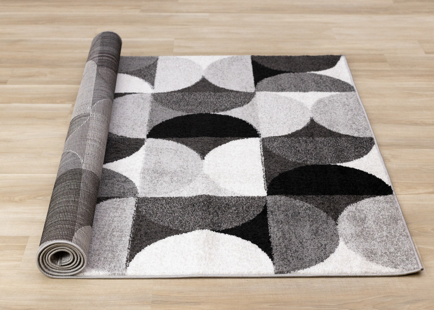 Alfombra geométrica gris de mediados de siglo