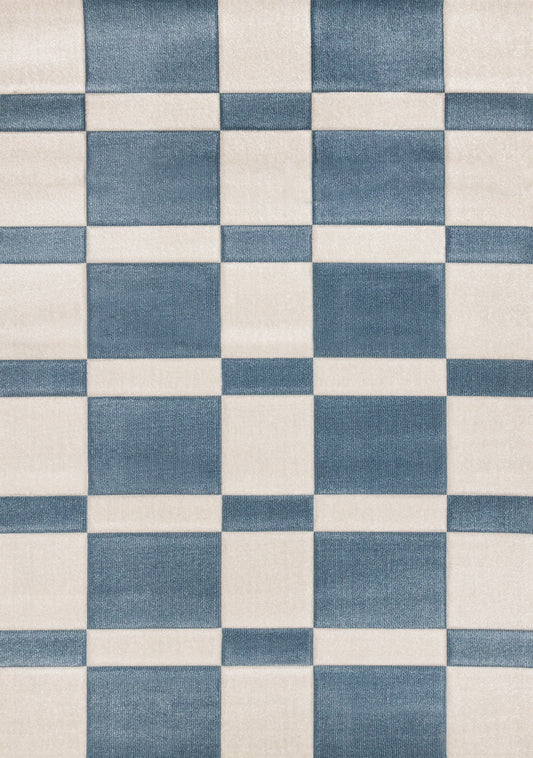 Art Geometric Blue Area Rug