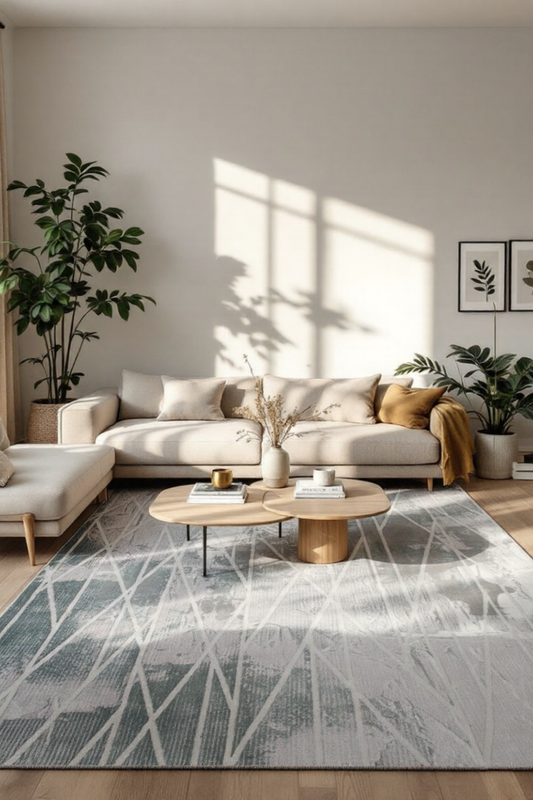 Novus Abstract Contemporary Grey and Blue Indoor Rug